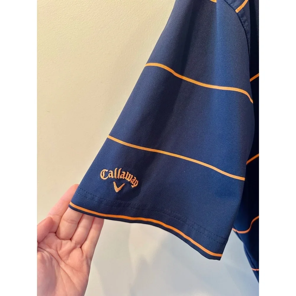 Callaway Opti-Dri x Torrey Pines Navy Striped Performance Golf Polo Mens‎ XXL
